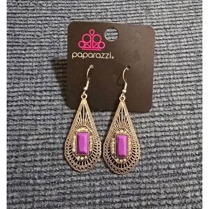 Paparazzi Gold and Purple Teardrop Earrings